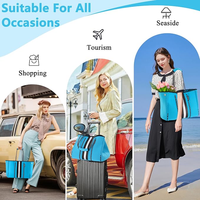QOGiR Neoprene Multipurpose Beach Bag Tote with Inner Zipper Pocket … … … … - Image 7