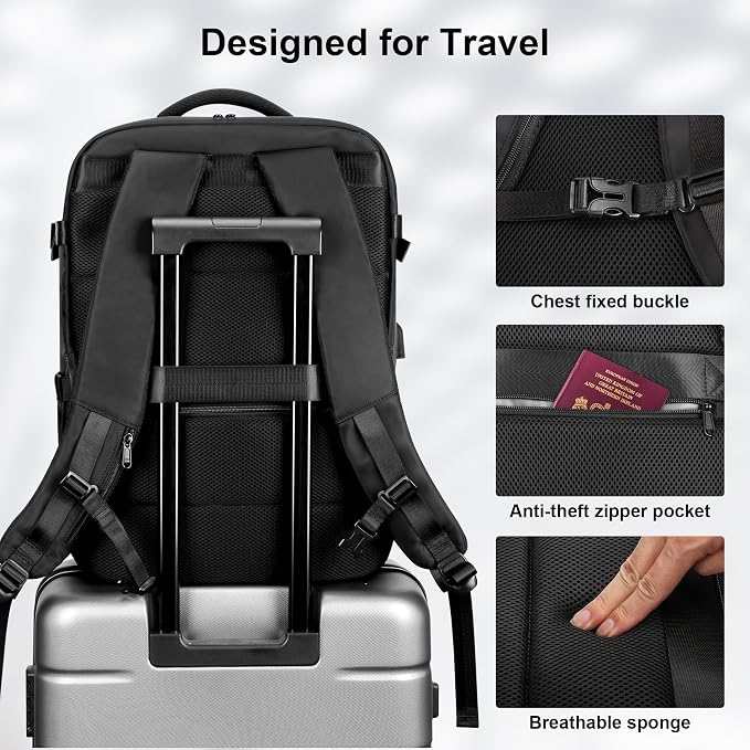 HOMIEE 50L Travel Backpack Large Suitcase Water Resistant Luggage Daypack | Carry on Backpack for Men Women Fits 17.3 Inch Laptop - Image 5