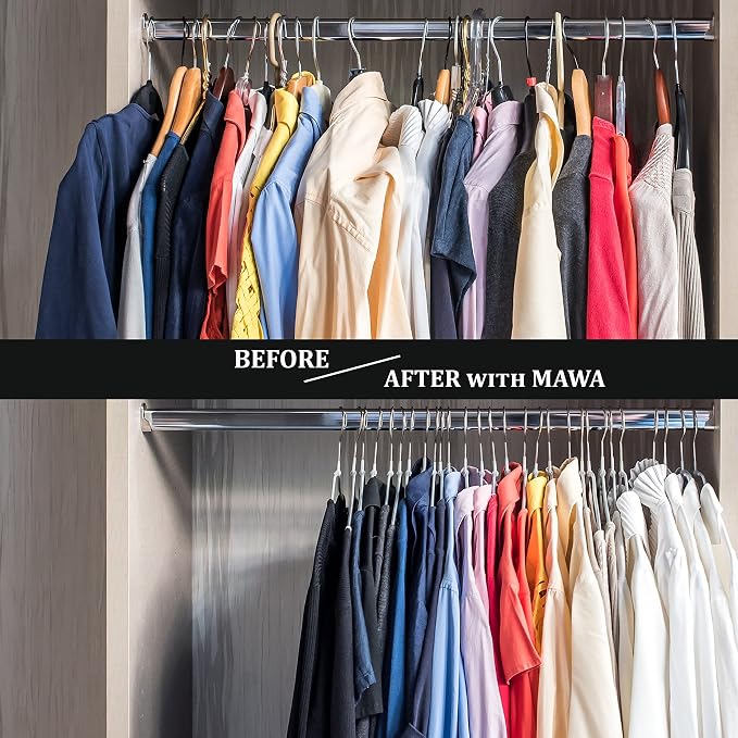 Mawa by Reston Lloyd, Euro Ultra-Thin Series, Non-Slip Space Saving Clothes Hanger, Style 40/PT for T-Shirts, Blouse, & Sun Dresses, Set of 180, Red - Image 2
