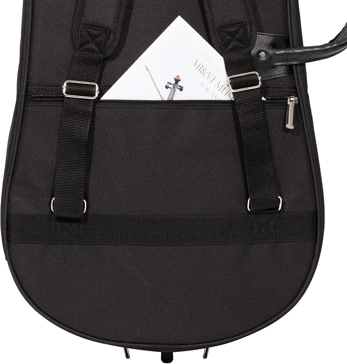 MI&VI CB-5001 Cello Soft Case Travel Gig Bag 4/4 (Full Size) With Multiple Pockets and Adjustable Backpack Straps | 12mm Thick Padding | Waterproof | Non-Abrasive Lining - MIVI Music - Image 5