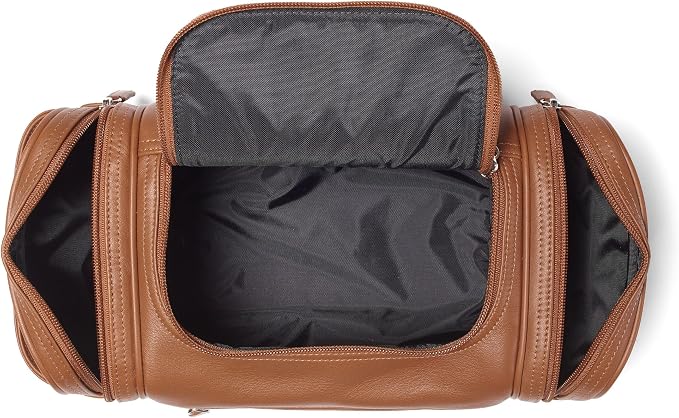 Leatherology Cognac Multi Pocket Toiletry Bag – Full-Grain Leather Travel Dopp Kit with Multiple Zippered Compartments | Spacious, Durable Organizer for Toiletries & Grooming Essentials - Image 2