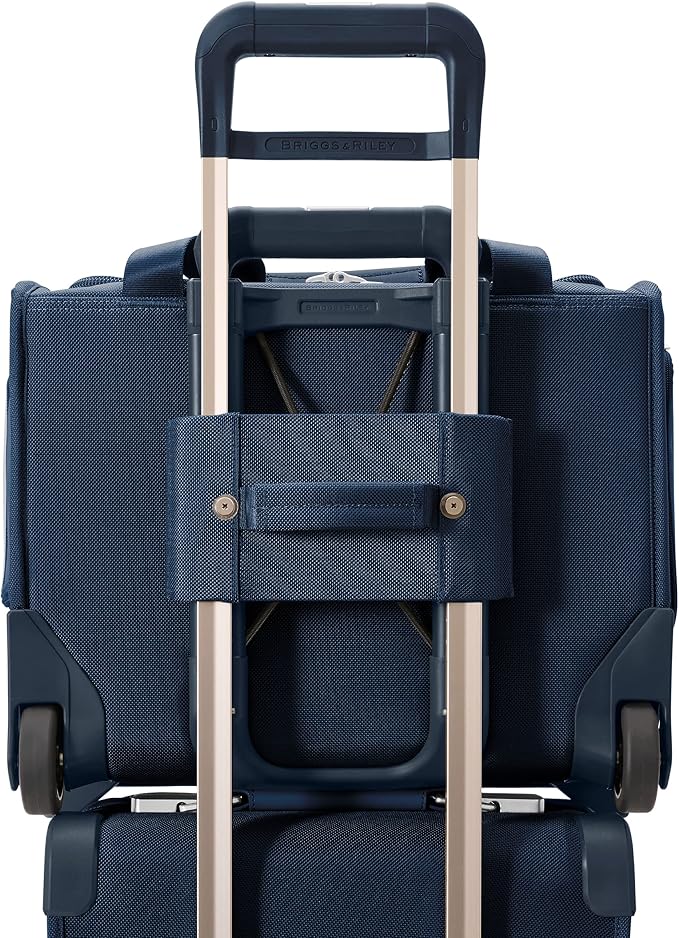Briggs & Riley 2-Wheel Cabin Bag - Carry On Luggage for Travel, Suitcases with Wheels, Softside Rolling Bag for Men & Women, Interlocking Handle, Self-Repairing Zipper - Baseline Collection, Navy - Image 10