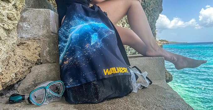 Walker Beach Mesh Net Travel Boat Bag for Snorkeling, Dive, and Swim Gear – USA Made, Galactic Whale - Image 5