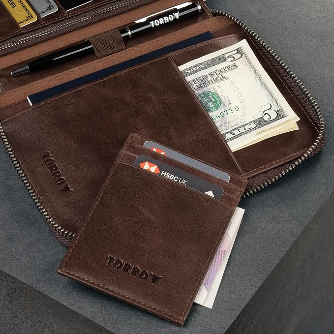 TORRO Travel Wallet – Genuine Leather Travel Organiser with Passport Holder and Detachable Cardholder - Image 5
