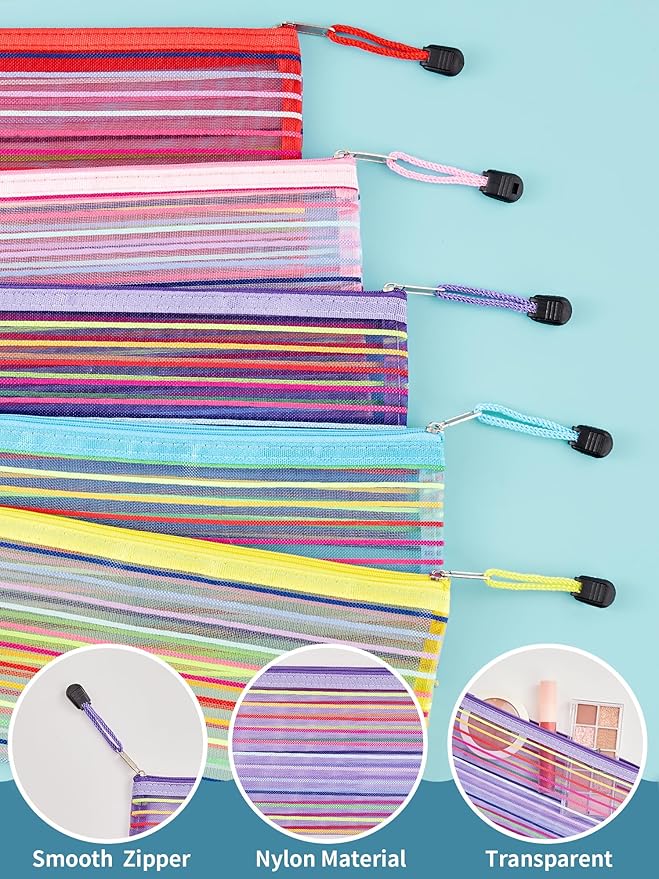 JARLINK Zipper Mesh Pouch, 80 Pcs multi-use Pencil Pouches in 10 Colors | Multipurpose Pencil Pouch Bulk for School, Office Supplies, Cosmetics, Makeup&Travel Accessories, Mixed Color - Image 3