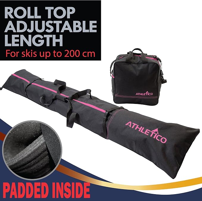 Athletico Ski & Boot Bag Combo | Store Skis Up to 200 CM & Boots Up To Size 13 | Includes 2 Padded Bags - Image 4