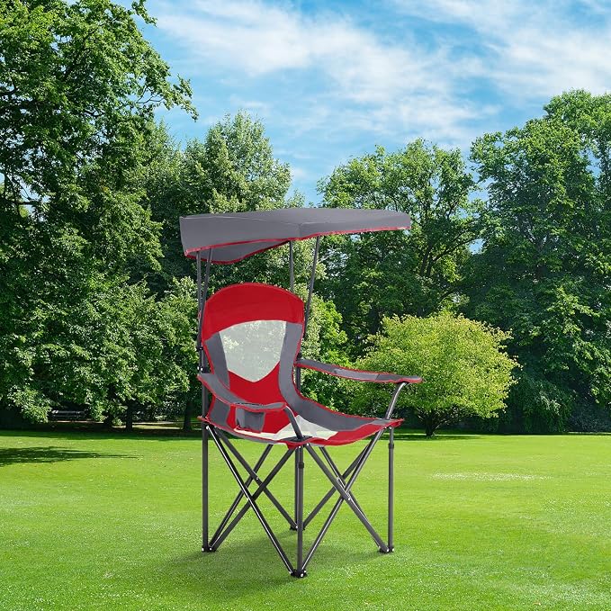ALPHA CAMP Oversized Camping Chair with Shade Canopy, Folding Lawn Chairs - Image 2