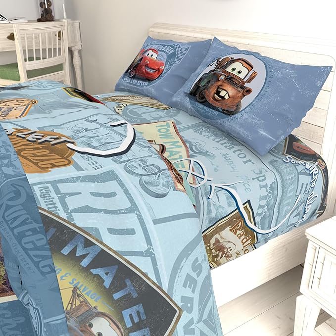 Jay Franco Kids Sheet Set with Fitted, Flat Sheets & Pillow Cover - Ultra-Soft Bedding with Pillowcase for Room Decor, Multi - Cars, 4 Piece Full - Image 6