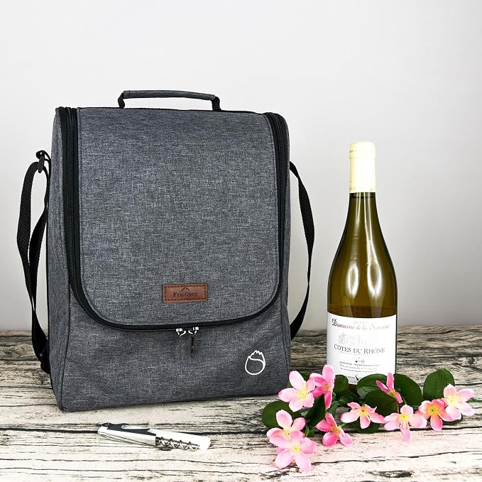 Insulated Wine 3 or 6 Bottle Carriers Tote Travel Cooler Gift Bag For Airplane Liquor With Padded Shoulder Strap - Image 2