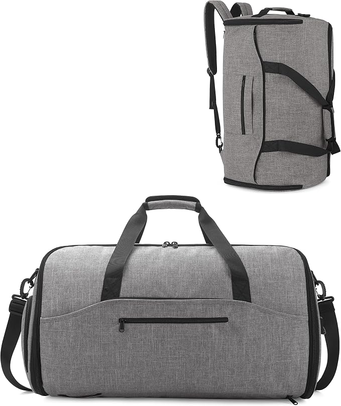 NPBAG Convertible Garment Duffle Bags for Travel - Carry on Garment Bag, Suit Bag for Men & Women, 3 in 1 Foldable Travel Duffle Backpack with Shoulder Strap (Woven Grey) by NPBAG