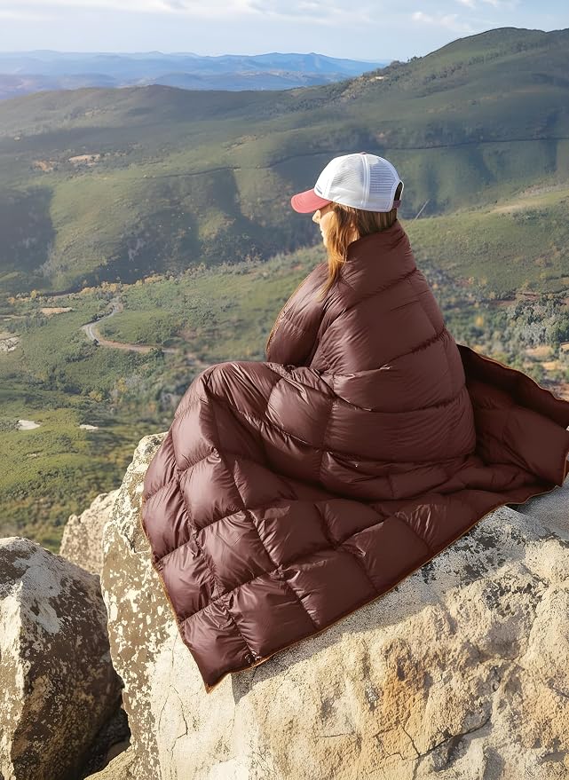 Get Out Gear Down Camping Blanket - Puffy, Packable, Lightweight and Warm | Ideal for Outdoors, Travel, Stadium, Festivals, Beach, Hammock | 650 Fill Power Water-Resistant Backpacking Quilt - Image 3