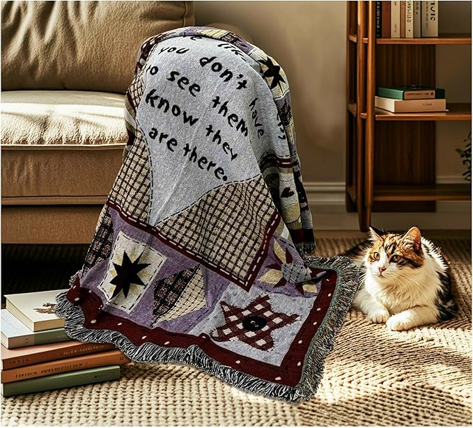 Friends & Family Like Angels Woven Tapestry Throw Blanket Wall Hanging Art Handicrafts Jacquard Multipurpose Soft Travel Mat Outdoor with Fringe Tassels 50 X 60 Inches