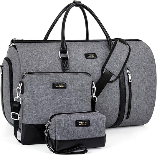 Convertible 2-in-1 Garment Bags for Travel, Carry On Garment Duffle Bag With Shoe Compartment Large Weekender Bag for Women Men Hanging Suitcase Suit Travel Duffel Overnight Bags 4pcs Set by TIBES