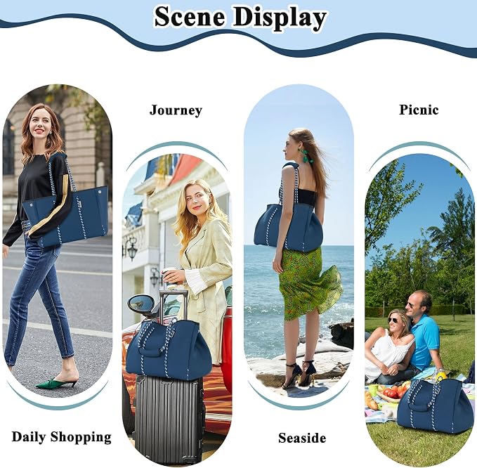 QOGiR Neoprene Multipurpose Beach Bag Tote with Inner Zipper Pocket … … … … - Image 8