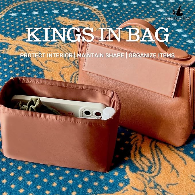 Women's Purse Organizer Insert - Satin & Lightweight Fabric with Inside Pockets, Portable for Commute, Travel, Shopping, and Evening, Multicolor Options, Fits for Kelly 24-24(Gold, 2424-29) - Image 2