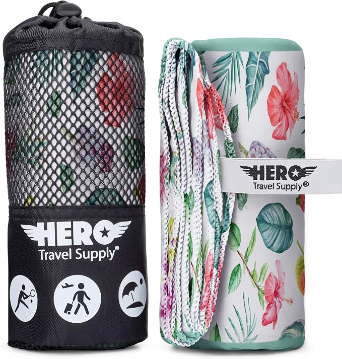 Hero Microfiber Large Beach Towel Compact for Travel (Jungle Garden, 40" x 72") by HeroTravelSupply