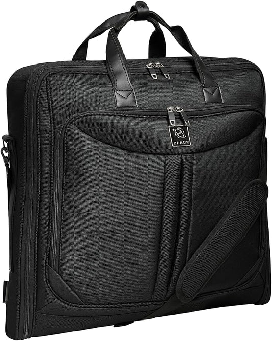 ZEGUR Premium Suit Garment Bag Carry On - Hangs 4 Suits - Travel & Business with Shoulder Strap and Laptop Compartment by ZEGUR