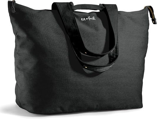 Fit & Fresh XL Beach Tote Bag for Women – XL Travel Tote with Zipper & Pockets, Oversized Canvas Pool Bag, Weekender Carry-On by fitfresh