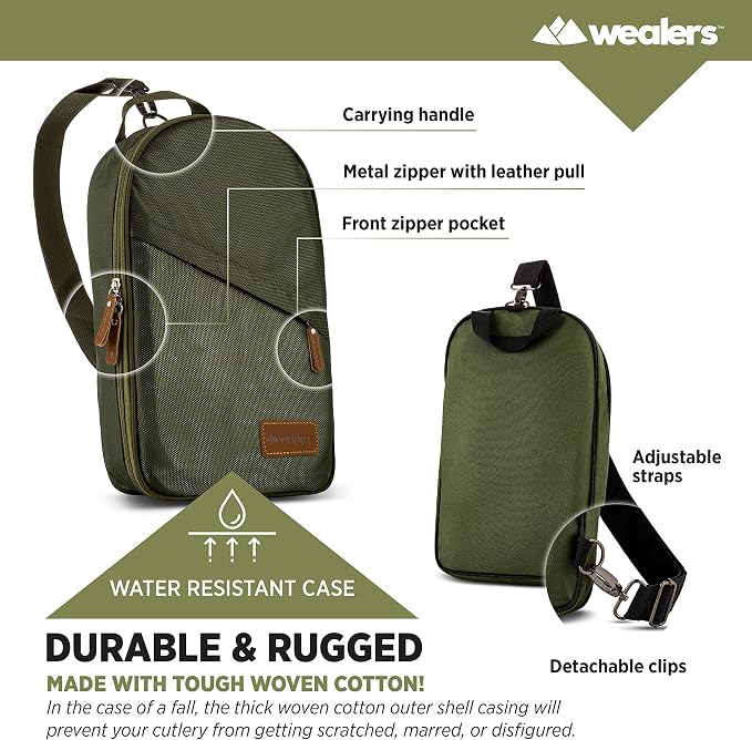 Wealers Camp Kitchen Cooking Utensil Set Travel Organizer Grill Accessories Portable Compact Gear for Backpacking BBQ Camping Hiking Travel Cookware Kit Water Resistant Case - Image 7