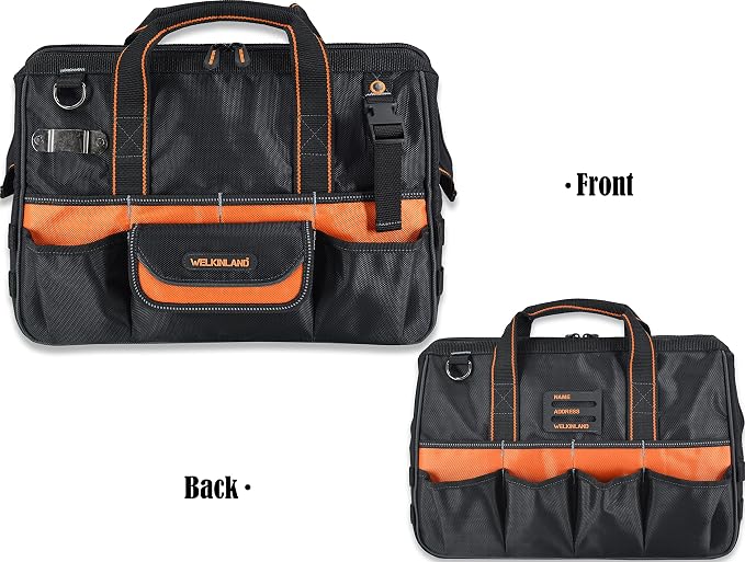WELKINLAND 16" Tool Bags, 34-Pocket Electrician Tool Bag For Men | Open-Top Technician Tool Bag, Handy Power Tool Bag, Tool Bags for Men Heavy Duty, Electrician Tool Organizer, HVAC Tools Bag - Image 6