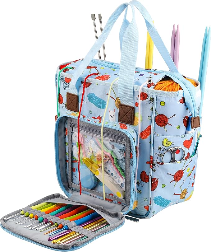 crochet bag,knitting bagBackpack and Tote Bag Storage Bag ，Large capacityYarn Storage Organizer Travel Crochet Bag Women Carrying Crochet Accessories Knitting Needles Crochet by KOKNIT