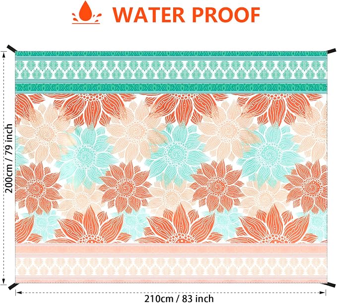 HIHOHO Beach Blanket Waterproof Sandproof Extra Large Beach Mat 79" X 83"/120"x108"for 1-8 Adults Quick Drying Durable Outdoor Picnic Mat for Beach Travel Camping Hiking - Image 2