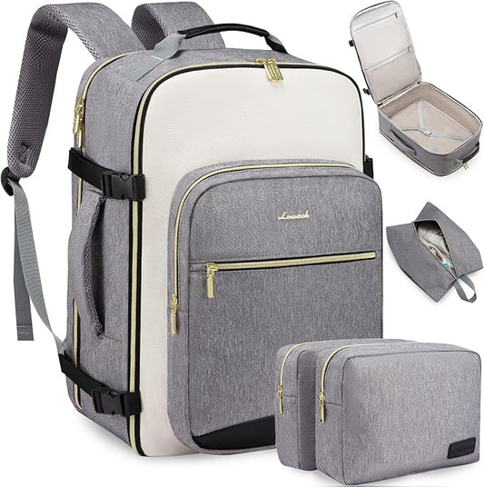 LOVEVOOK 50L Large Travel Backpack for Women & Men, Carry on Backpack Airline Approved, Waterproof Travel Essentials fits 18" Laptop, TSA Personal Item Travel Bag Sports Backpack with 3 Packing Cubes by LOVEVOOK
