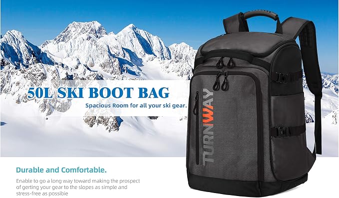 TurnWay Ski/Snowboard Boot Backpack/Ski Boot Backpack | Excellent for Store All Gear | Travel with Waterproof Exterior, Reflective Strip for Men, Women and Youth - Image 8