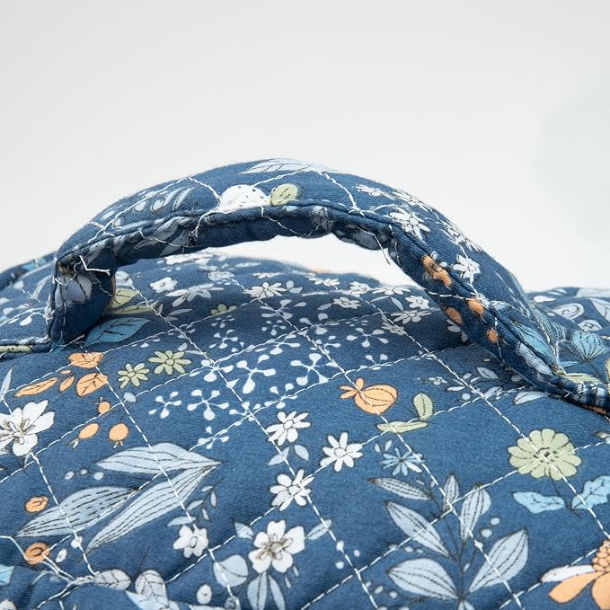 Whispering Flowers Quilted Cotton Cosmetic Zipper Pouch, Large Capacity Makeup Accessories Storage Bag for Women Girls, Aesthetic Coquette Travel Toiletry Organizer (Set of 3) - Image 6
