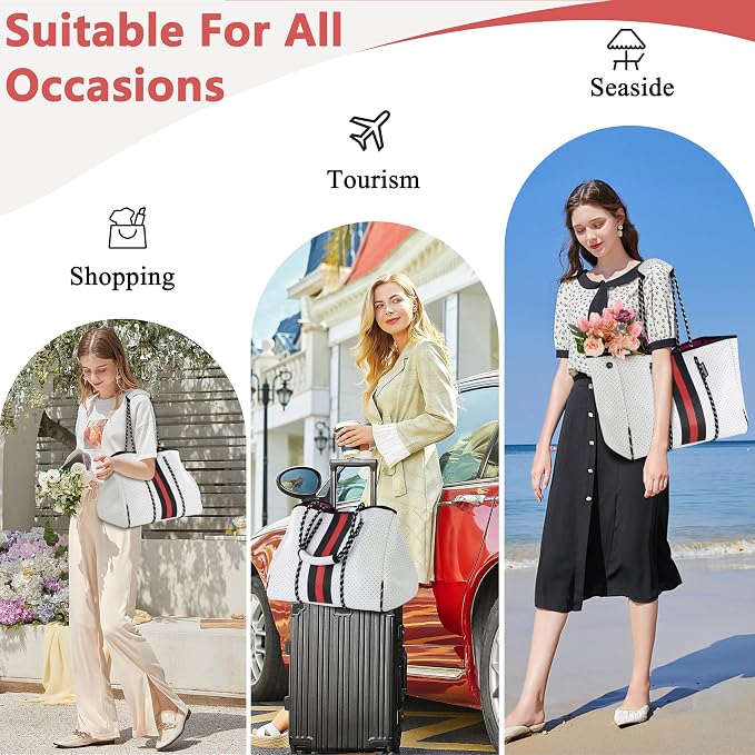 QOGiR Neoprene Multipurpose Beach Bag Tote with Inner Zipper Pocket … … … … - Image 8