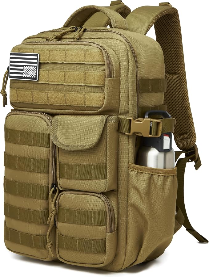 Wotony Tactical Backpack - Military waterproof backpack with multiple pockets and tactical gear for the outdoors (khaki, 30L) - Image 3