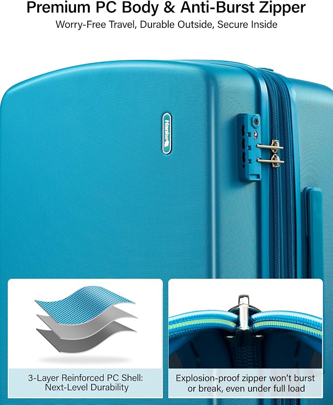Hanke 20 Inch Expandable Carry On Luggage, 22x14x9 Airline Approved, TSA Lock Hard Shell Lightweight Suitcase for Men Women (Caribbean Blue) - Image 5