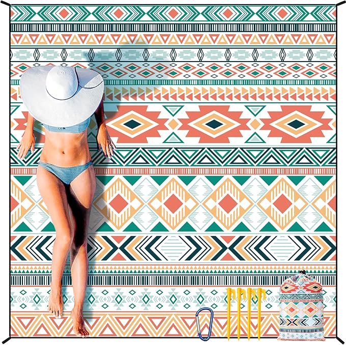 HIHOHO Beach Blanket Waterproof Sandproof Extra Large Beach Mat 79" X 83"/120"x108"for 1-8 Adults Quick Drying Durable Outdoor Picnic Mat for Beach Travel Camping Hiking by HIHOHO