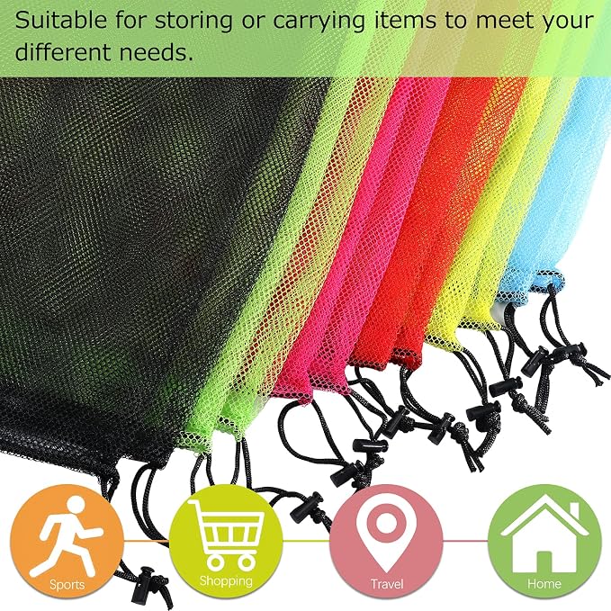 12Pcs Mesh Laundry Drawstring Bag,Nylon Drawstring Gym Bag with Cord Lock Closure 18"X24" - Image 4