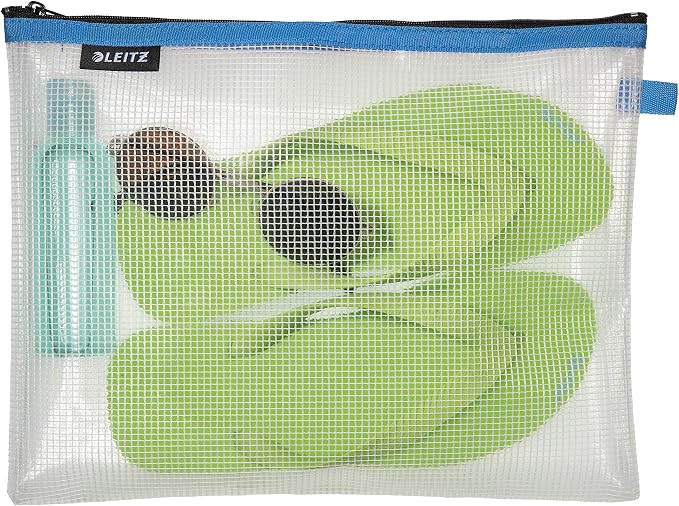 Leitz Wow Travel Pouch, Water Resistant, Translucent, Ideal for Visible Storage and Organisation, Large (A4) - Blue - Image 2