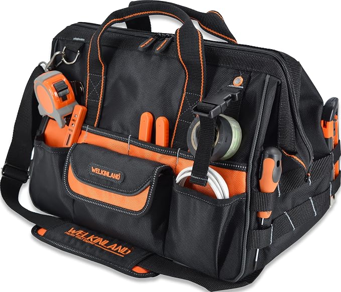 WELKINLAND 16" Tool Bags, 34-Pocket Electrician Tool Bag For Men | Open-Top Technician Tool Bag, Handy Power Tool Bag, Tool Bags for Men Heavy Duty, Electrician Tool Organizer, HVAC Tools Bag by WELKINLAND