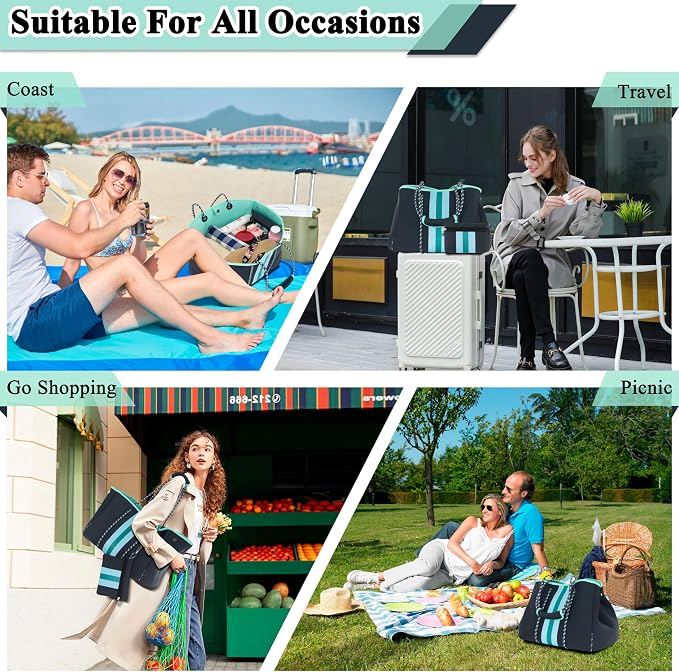 QOGiR Neoprene Multipurpose Beach Bag Tote with Inner Zipper Pocket … … … … - Image 8
