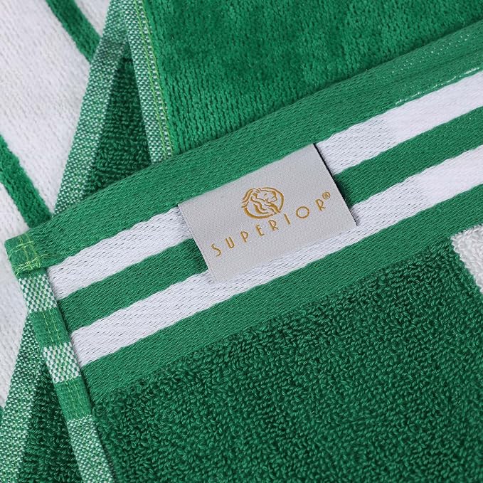 Superior Cotton Cabana Striped Beach Towels, Colorful Towels for Adult, Kid, Pool, Swimming, Sand, Travel, Large Oversized, Absorbent, Fast Drying, Bath Basics, Cabana Collection, 1 Piece, Dark Green - Image 6