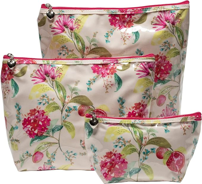 Jacaranda Living Medium Cosmetic Bag – Waterproof PVC-Lined Makeup & Toiletry Bag for Women, Zipper Organizer for Skincare, Cosmetics & Travel Essentials, Pomegranate - Image 2
