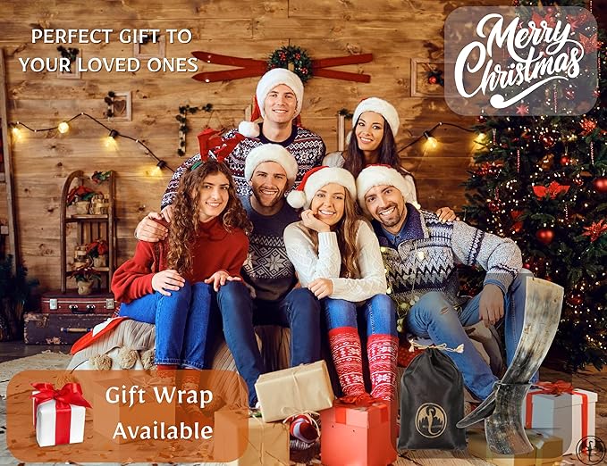 OLDEMPEROR Viking Drinking Horn - 12 Inch with Horn | Handmade Beer Cup | Food Grade | Unique Genuine Ox with Iron Stand | Natural Shine Finish | Chirstmas Viking Gift for Men & Women