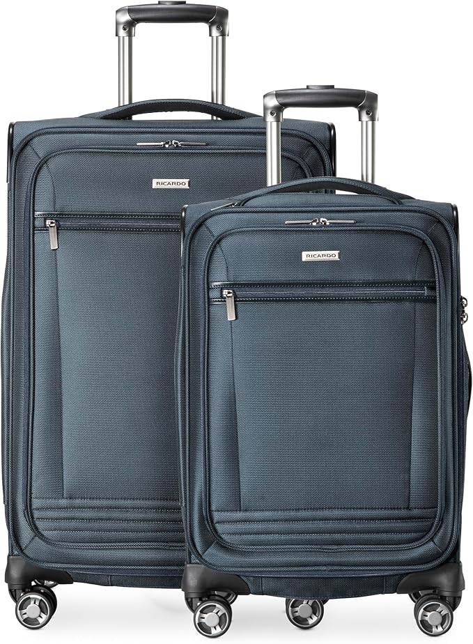 Ricardo Beverly Hills Avalon Softside 2-Piece Luggage Set Made with Sustainable 100% Recycled PET (rPET), Lightweight, Eco-Friendly Travel, Expandable, Dual Spinner Wheels, Storm Blue, (20" & 24") by RicardoBeverlyHills