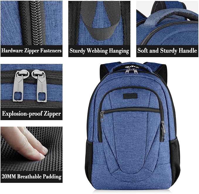 BIKROD Backpack for Women and Men, Extra Large School Backpacks for Teens, Water Resistant Back Pack Fits 17 Inch Laptop, Business Anti Theft Sturdy Computer Bag Gifts, Blue - Image 2