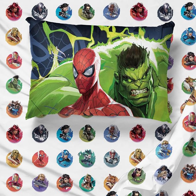 Jay Franco Kids Sheet Set with Fitted, Flat Sheets & Pillow Cover - Ultra-Soft Bedding with Pillowcase for Room Decor, Multi - Marvel Rivals, 3 Piece Twin - Image 7
