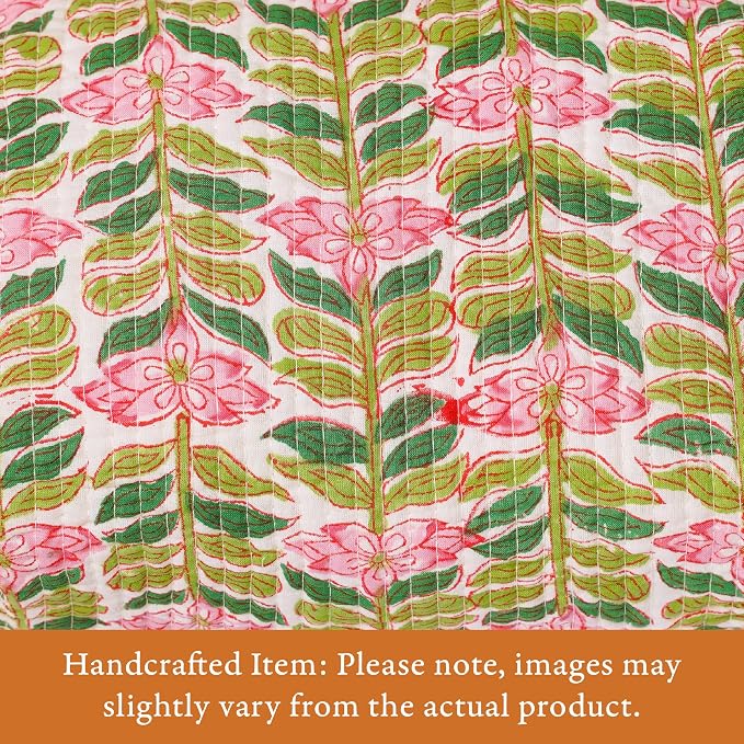 Saffron Marigold Quilted Makeup Bag Set of 3, Hand Block Printed Cotton Cosmetic Bags for Women, Waterproof Lined Travel Toiletry Bag, Coquette Aesthetic, Handmade Gift, Madagascar Periwinkle Vanilla - Image 2