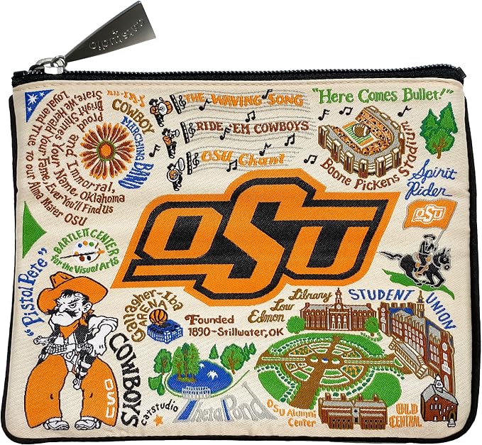 Catstudio Zipper Pouch, Oklahoma State University Travel Toiletry Bag, 5 x 7, Ideal Makeup Bag, Dog Treat Pouch, or Purse to Organize Supplies for Grads & Alumni by catstudio