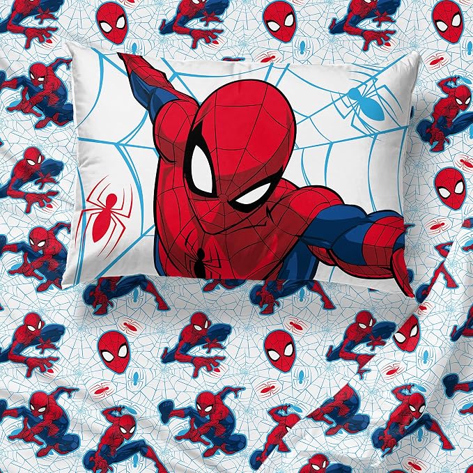 Marvel Spiderman Twin Comforter Set 5 Piece Kids Bedding for Boys, Blue | Bed in a Bag, Comforter Sheets Sham Pillowcase, Official Brand, Soft Microfiber, Machine Washable, Easy Care, Boys Gift - Image 5