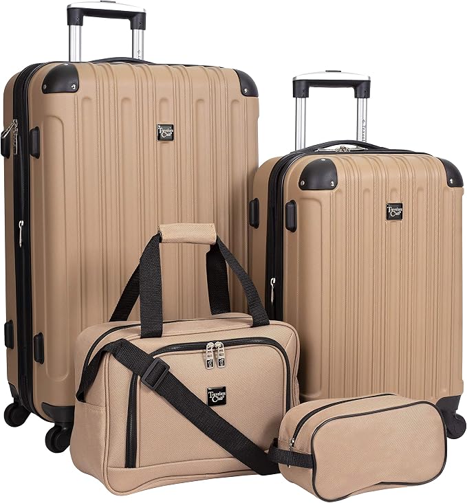 Travelers Club Midtown Hardside 4-Piece Luggage Travel Set, Tan by TravelersClub