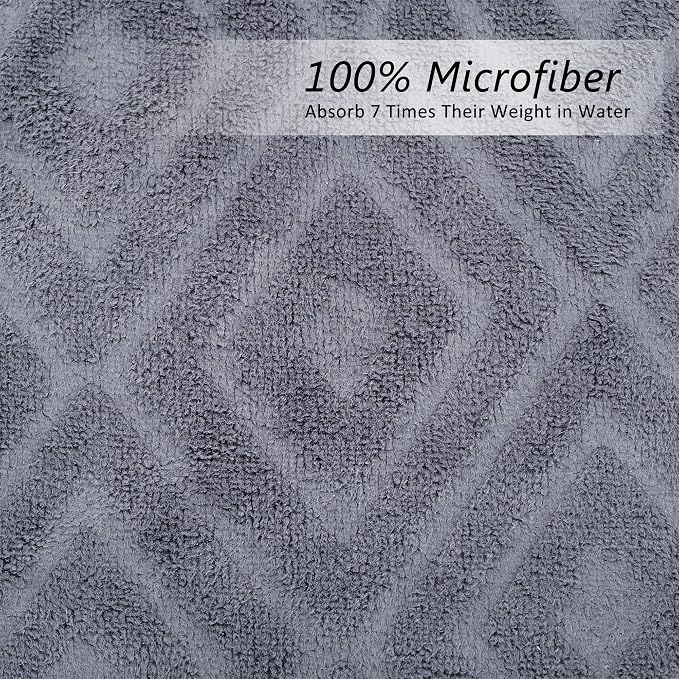 JML Large Microfiber Bath Towels Set of 2, 30" x 60", Oversized, Soft, Super Absorbent,Fast Drying, Perfect for Shower, Sauna,Gym, Sports,Travel, Fitness, Yoga - Grey Diamond Pattern - Image 3