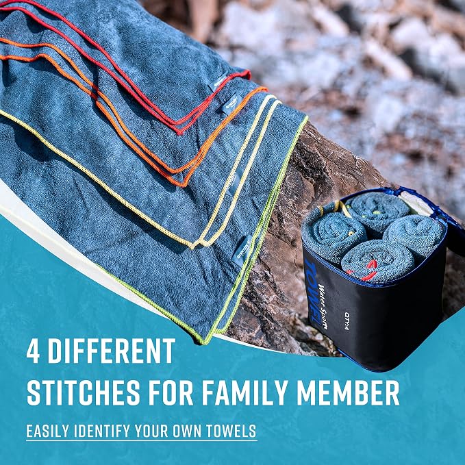 4Monster 4-Pack Quick Dry Microfiber Travel Towels – Super Absorbent, Ultra-Soft Camping Towel Set with Water-Resistant Bag, Lightweight & Compact for RV, Gym, Beach, Pool, Swimming, and Family Trips - Image 3