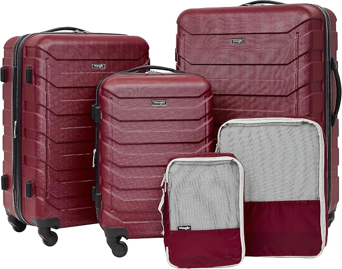 Wrangler 5 Piece Luggage & Travel Accessories Set, Red by Wrangler%C2%AE